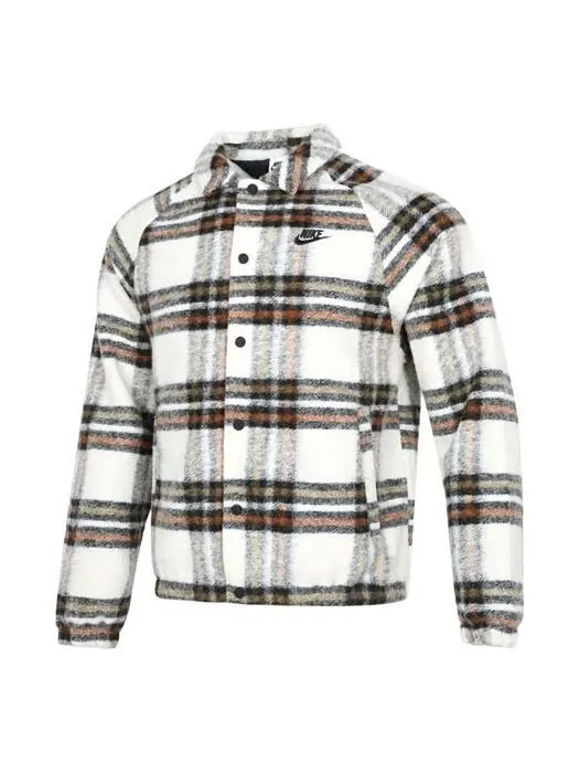 Куртка Nike Plaid Casual lapel Shirt Jacket light mahogany brown — изображение 1 из 4, коричневый