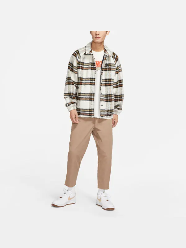 Куртка Nike Plaid Casual lapel Shirt Jacket light mahogany brown — изображение 3 из 4, коричневый