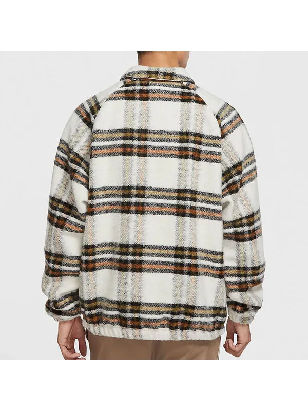Куртка Nike Plaid Casual lapel Shirt Jacket light mahogany brown — изображение 4 из 4, коричневый