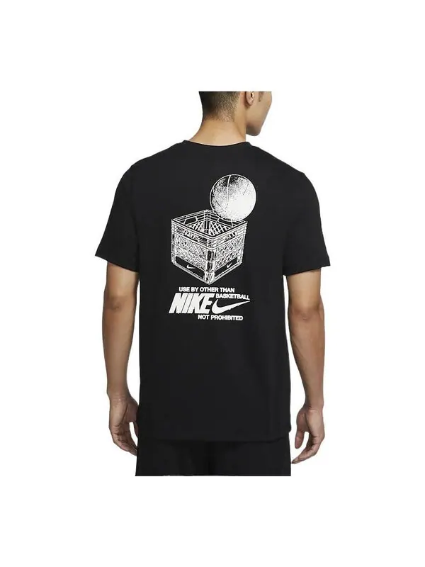 Футболка Men's Nike Logo Geometry Pattern Printing Round Neck Short Sleeve Black T-Shirt — изображение 1 из 3, мульти