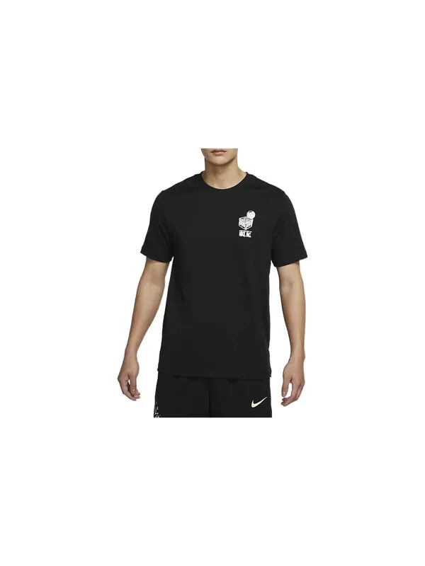 Футболка Men's Nike Logo Geometry Pattern Printing Round Neck Short Sleeve Black T-Shirt — изображение 2 из 3, мульти
