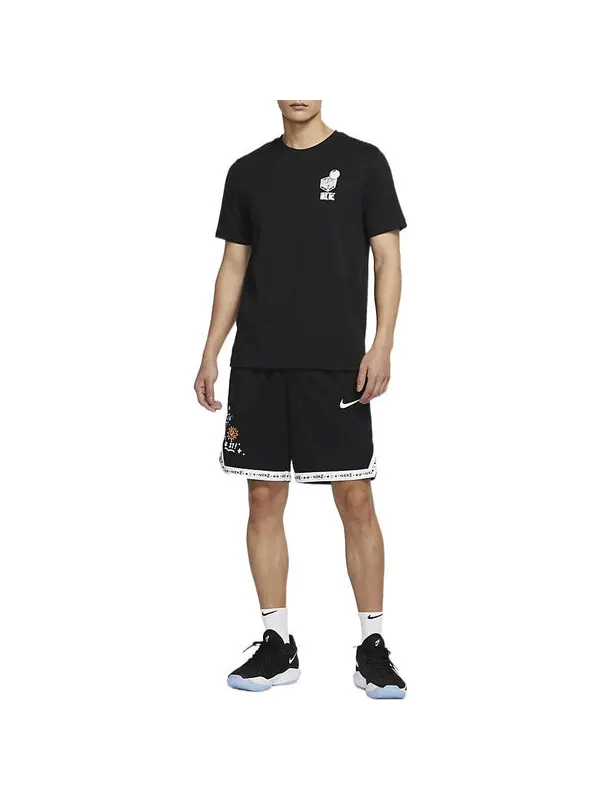 Футболка Men's Nike Logo Geometry Pattern Printing Round Neck Short Sleeve Black T-Shirt — изображение 3 из 3, мульти
