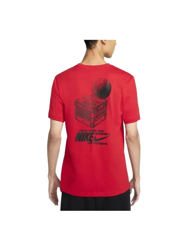 Футболка Men's Nike Logo Geometry Pattern Printing Round Neck Short Sleeve University Red T-Shirt — изображение 1 из 3