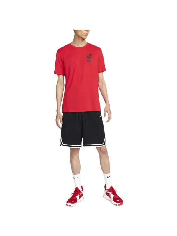 Футболка Men's Nike Logo Geometry Pattern Printing Round Neck Short Sleeve University Red T-Shirt — изображение 3 из 3