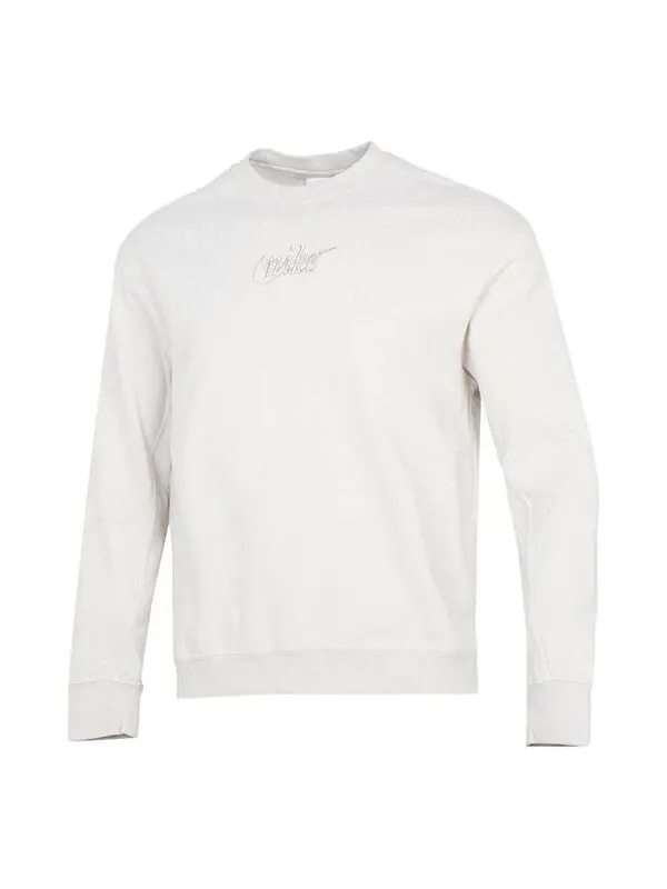 Толстовка Men's Nike Embroidered Logo Solid Color Sports Round Neck Pullover White — изображение 1 из 4, мульти