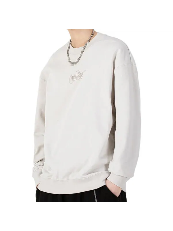 Толстовка Men's Nike Embroidered Logo Solid Color Sports Round Neck Pullover White — изображение 4 из 4, мульти