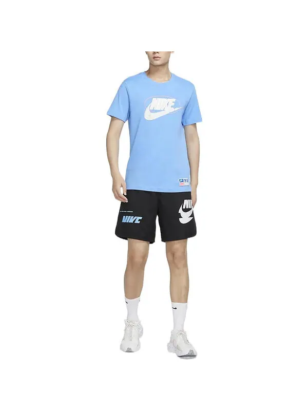 Футболка Men's Nike Large Logo Alphabet Printing Round Neck Short Sleeve City Blue T-Shirt — изображение 3 из 3, мульти