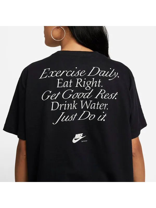 Футболка (WMNS) Nike Sportswear Boyfriend T-shirt 'Black White' — изображение 2 из 3, белый