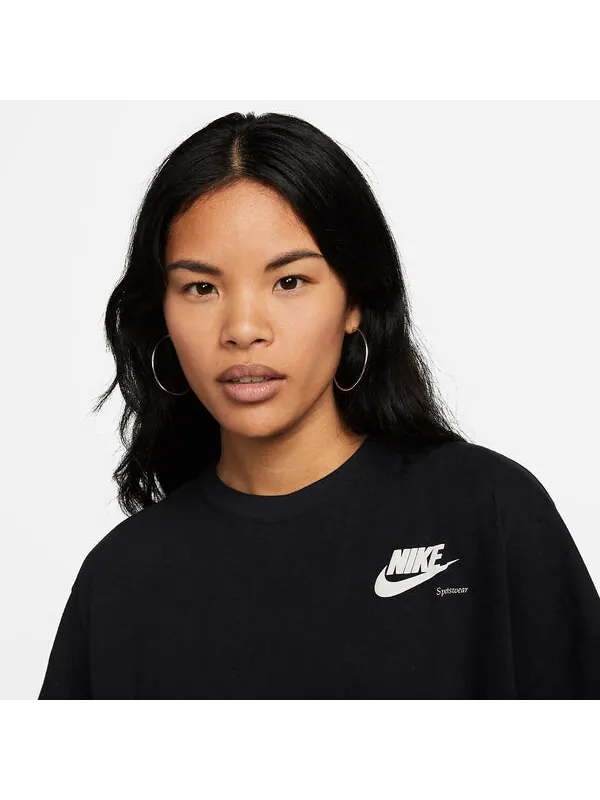 Футболка (WMNS) Nike Sportswear Boyfriend T-shirt 'Black White' — изображение 3 из 3, белый