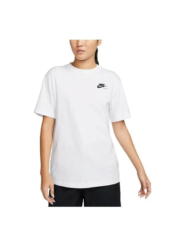 Футболка (WMNS) Nike Sportswear Boyfriend T-shirt 'White Black' — изображение 1 из 3, белый черный