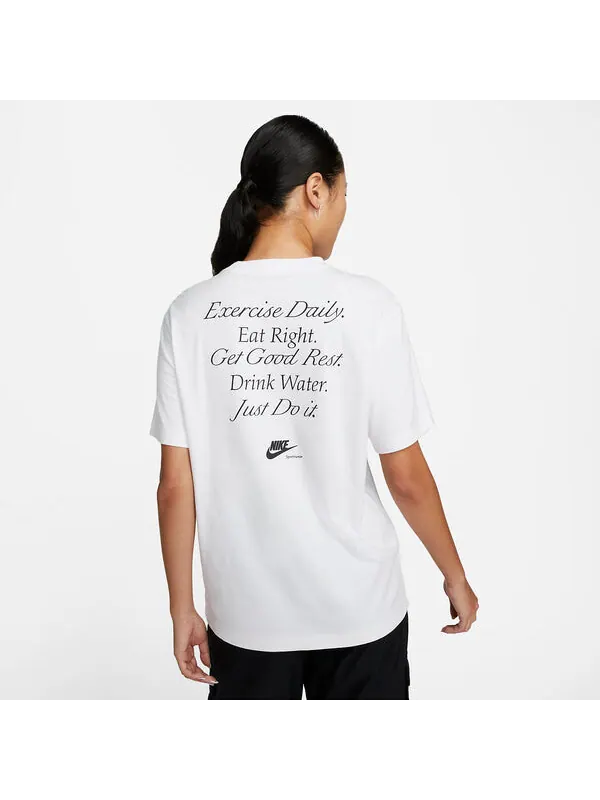 Футболка (WMNS) Nike Sportswear Boyfriend T-shirt 'White Black' — изображение 2 из 3, белый черный