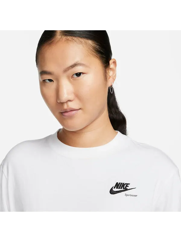 Футболка (WMNS) Nike Sportswear Boyfriend T-shirt 'White Black' — изображение 3 из 3, белый черный