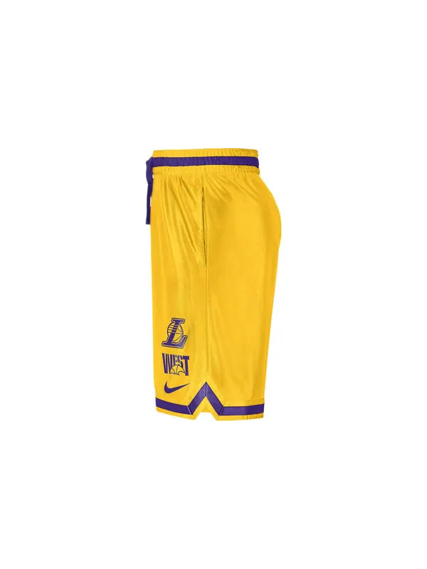 Шорты Nike x NBA Dri-FIT LAKERS Basketball Shorts 'Yellow Purple' — изображение 4 из 4, желтый/мульти