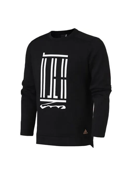 Толстовка adidas Wj Crew Sroty Printing Pattern Sports Round Neck Pullover Black — изображение 1 из 4, черный
