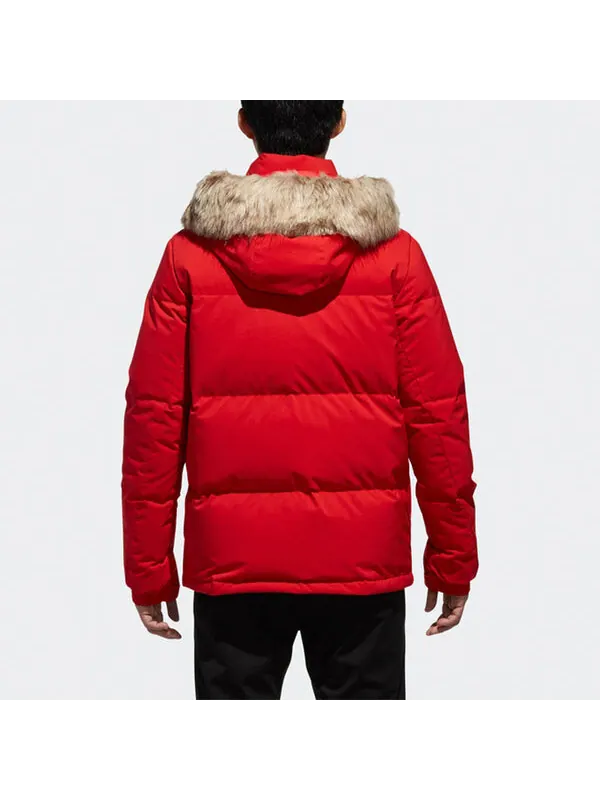 Пуховик adidas Down Puffa 3STR Loose Outdoor hooded down Jacket Red — изображение 3 из 4, светлый красный