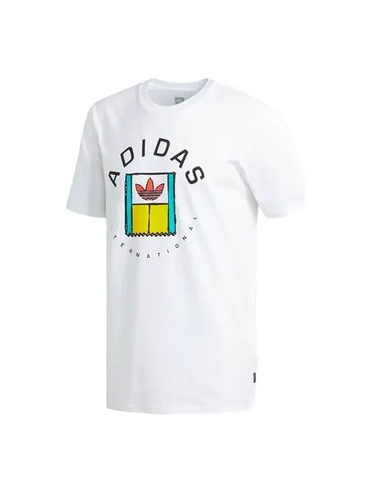 Футболка originals funny logo printing sports short sleeve white Adidas — изображение 1 из 4, белый