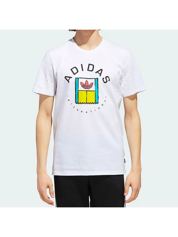 Футболка originals funny logo printing sports short sleeve white Adidas — изображение 3 из 4, белый