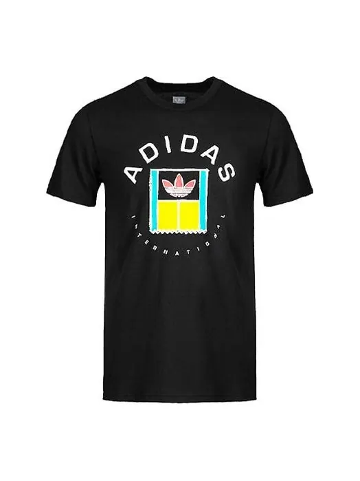 Футболка originals oncourt tee funny printing logo sports round neck short sleeve black Adidas — изображение 1 из 4, черный