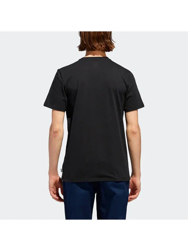 Футболка originals oncourt tee funny printing logo sports round neck short sleeve black Adidas — изображение 4 из 4, черный