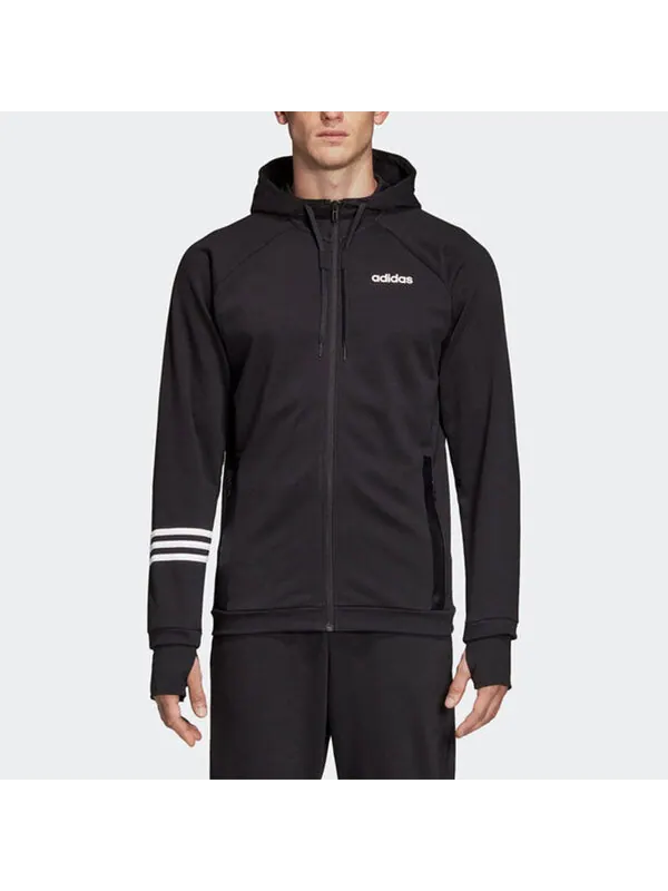 Куртка adidas Sports Training Knit Hooded Jacket Black — изображение 3 из 4, черный