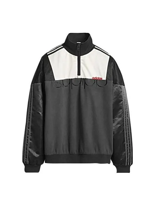 Куртка x alexander wang crossover logo printing colorblock half zipper casual sports jacket black Adidas — изображение 1 из 4