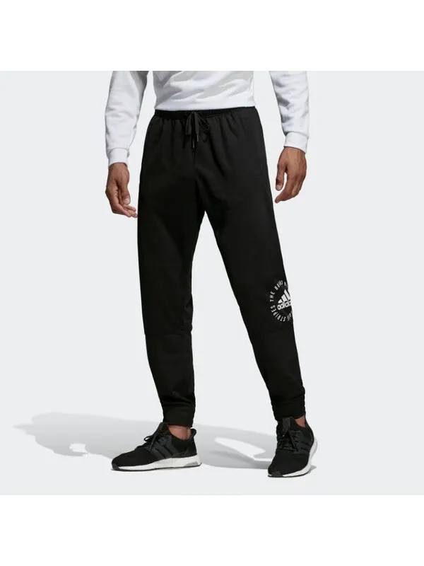 Спортивные штаны adidas Training Running Printing Logo Knit Sports Long Pants Black — изображение 2 из 4, черный