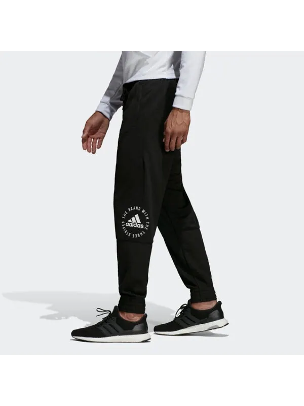 Спортивные штаны adidas Training Running Printing Logo Knit Sports Long Pants Black — изображение 4 из 4, черный