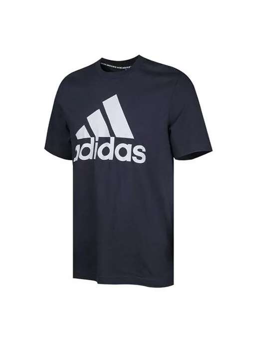 Футболка large logo round neck short sleeve navy blue Adidas — изображение 1 из 4, темно-синий