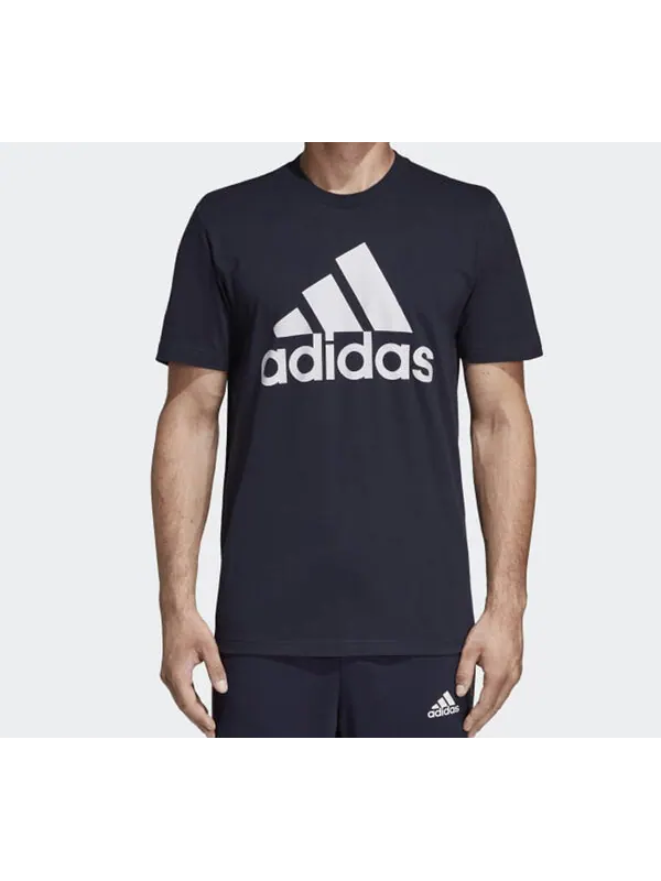 Футболка large logo round neck short sleeve navy blue Adidas — изображение 3 из 4, темно-синий