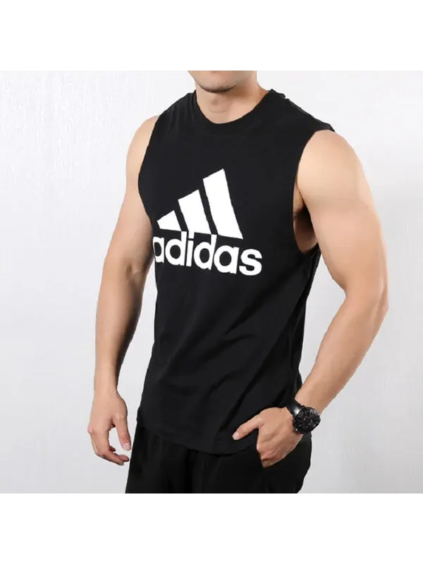 Спортивная футболка sports stylish round neck vest black Adidas — изображение 4 из 4, черный
