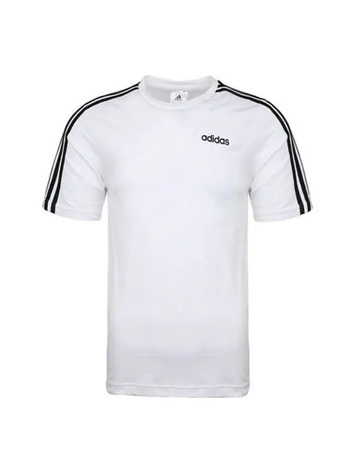 Футболка adidas E 3S Tee Classic Stripe Training Sports Round Neck Short Sleeve White — изображение 1 из 4, белый
