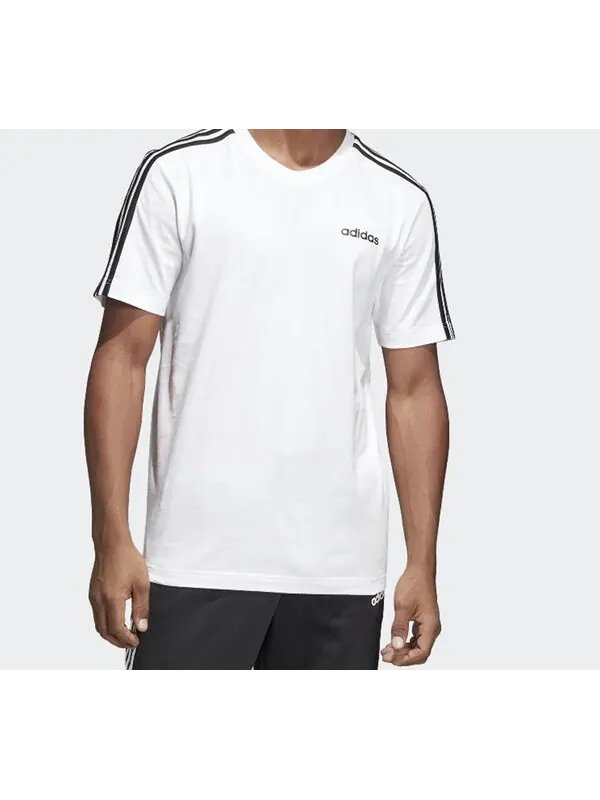 Футболка adidas E 3S Tee Classic Stripe Training Sports Round Neck Short Sleeve White — изображение 3 из 4, белый