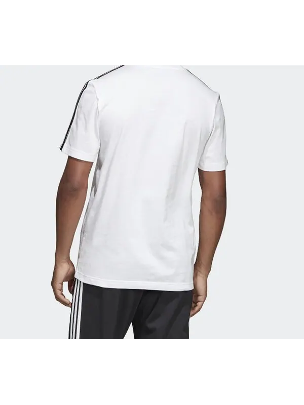 Футболка adidas E 3S Tee Classic Stripe Training Sports Round Neck Short Sleeve White — изображение 4 из 4, белый