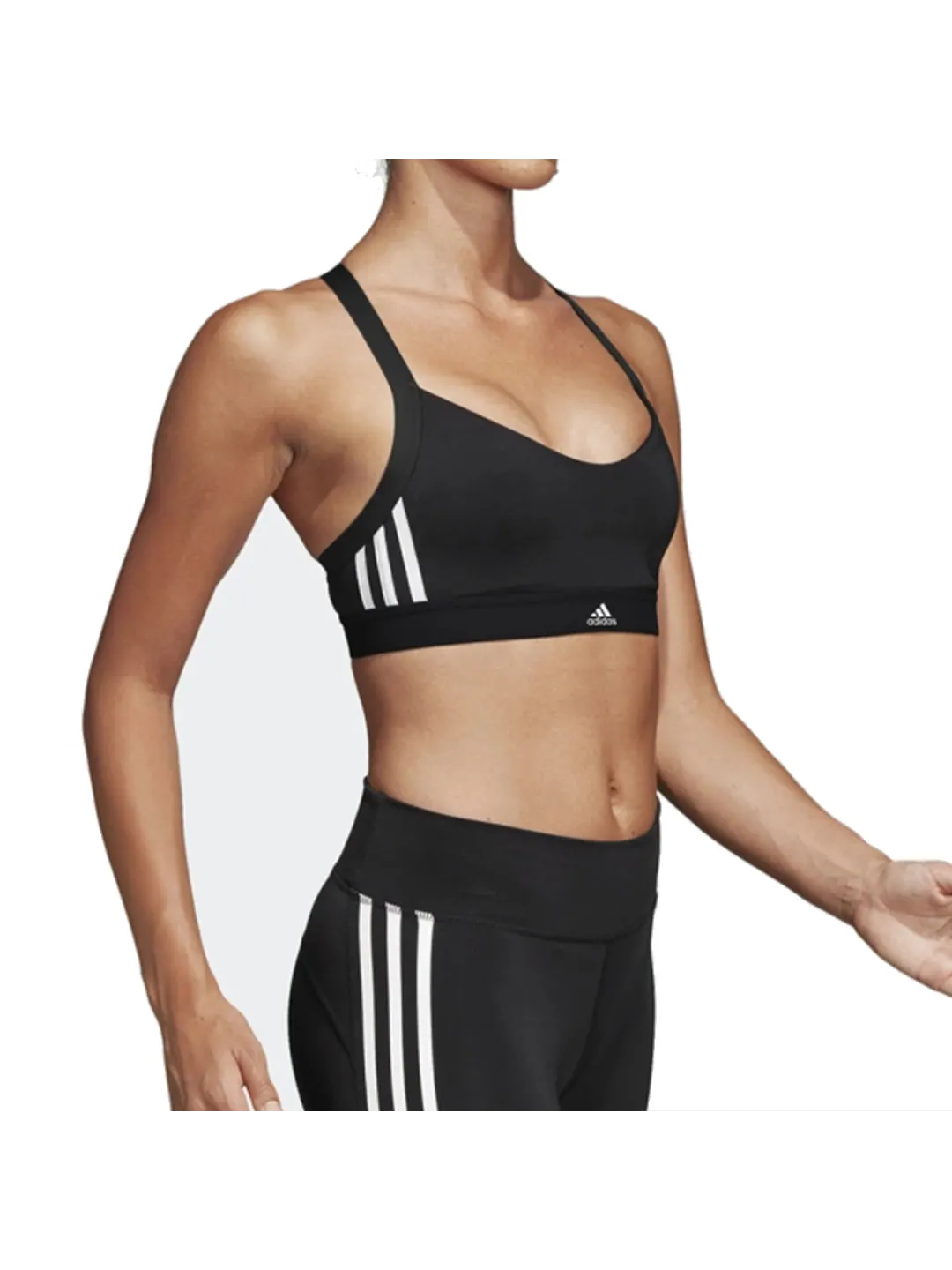 (WMNS) Бюстгальтер Adidas All Me 3-Stripes, азиатский размер — изображение 3 из 3, черный/белый