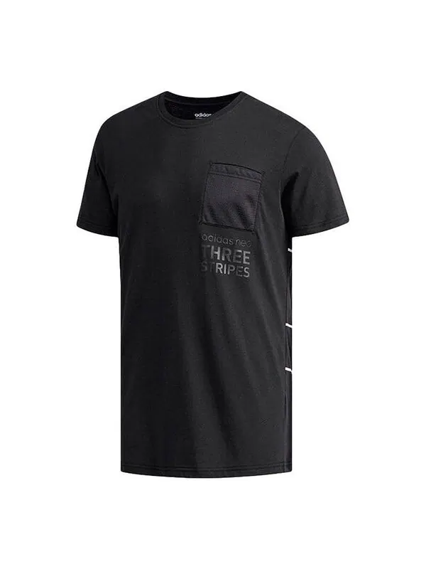 Футболка neo m cs pocket tee casual дышащая круглая горловина короткий рукав Adidas — изображение 1 из 4, черный