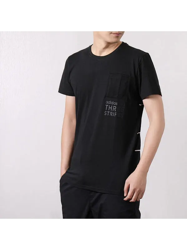 Футболка neo m cs pocket tee casual дышащая круглая горловина короткий рукав Adidas — изображение 3 из 4, черный