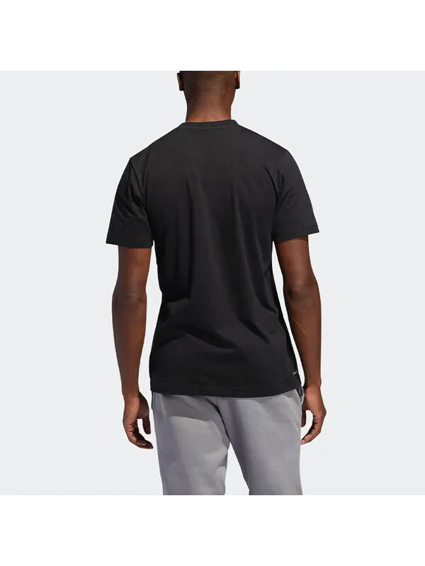Футболка basketball sports round neck pullover printing short sleeve black Adidas — изображение 4 из 4, черный