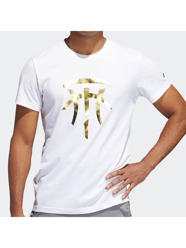 Футболка men's basketball sports white t-shirt Adidas — изображение 3 из 4, белый