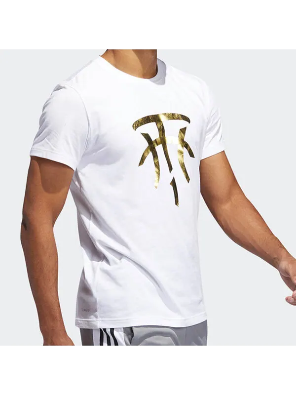 Футболка men's basketball sports white t-shirt Adidas — изображение 4 из 4, белый