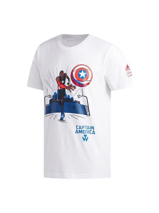 Футболка x marvel капитан америка мстители баскетбол с коротким рукавом Adidas — изображение 1 из 2, белый