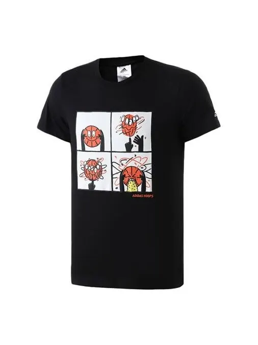 Футболка basketball cartoon printing short sleeve black Adidas — изображение 1 из 4, черный