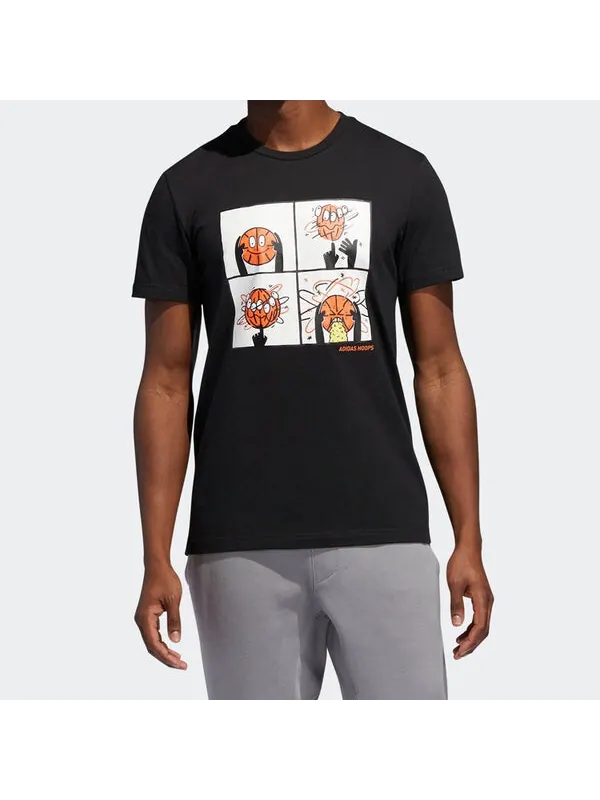 Футболка basketball cartoon printing short sleeve black Adidas — изображение 3 из 4, черный