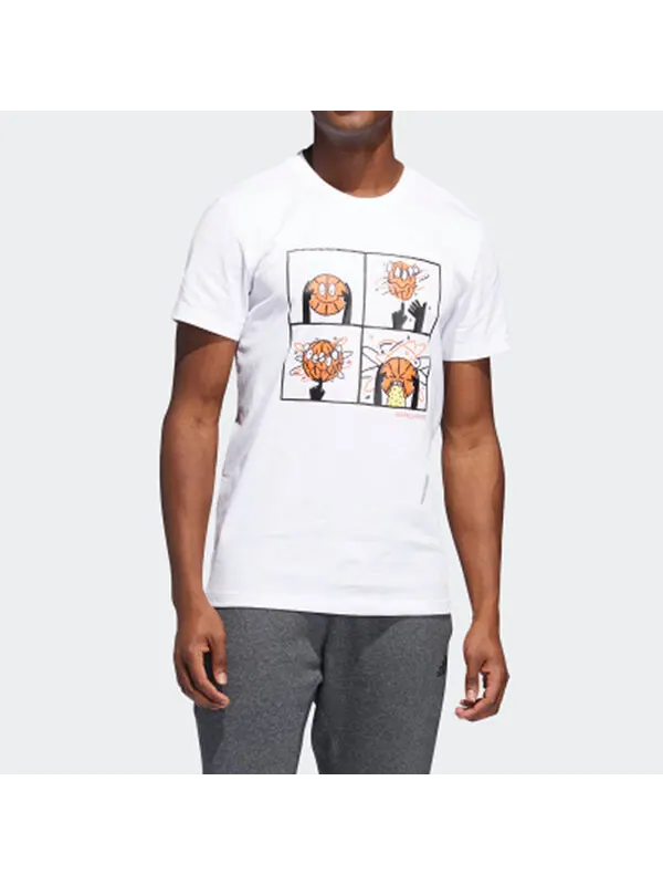 Футболка basketball cartoon printing short sleeve white Adidas — изображение 3 из 4, белый