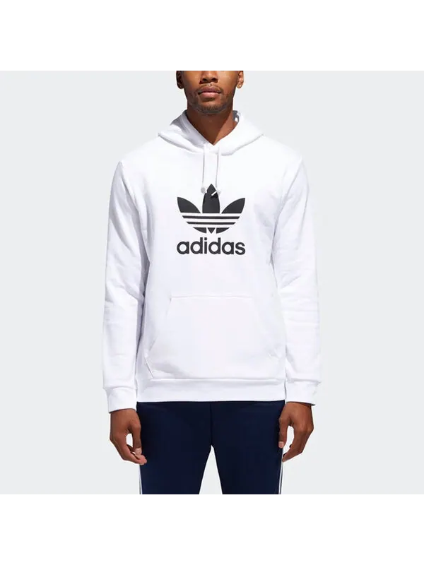 Толстовка Men's adidas originals Trefoil Chest Logo Kangaroo Pouch White — изображение 2 из 4, белый