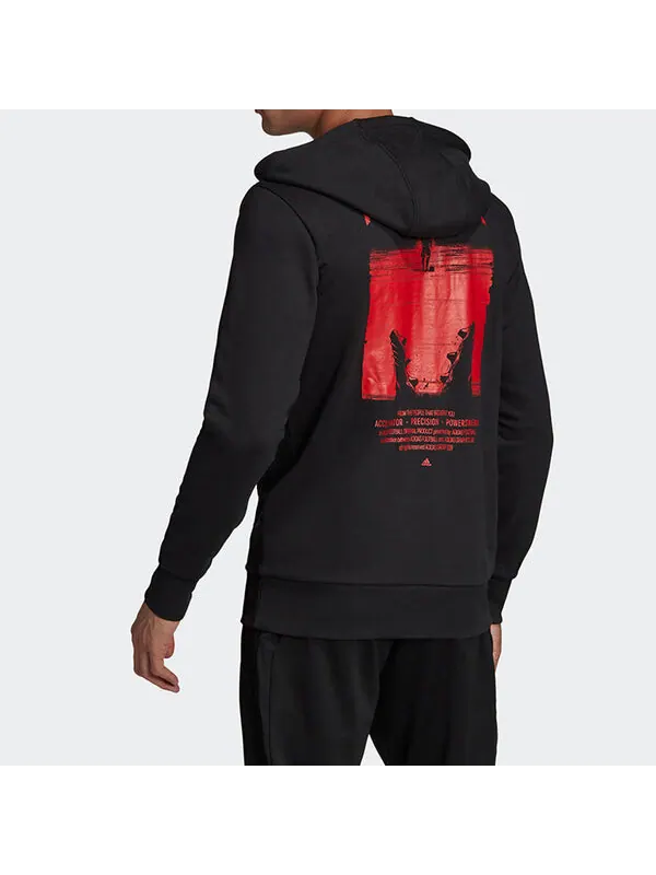 Куртка adidas Pred Poster Hdy Soccer/Football Hooded Jacket Black — изображение 4 из 4, черный