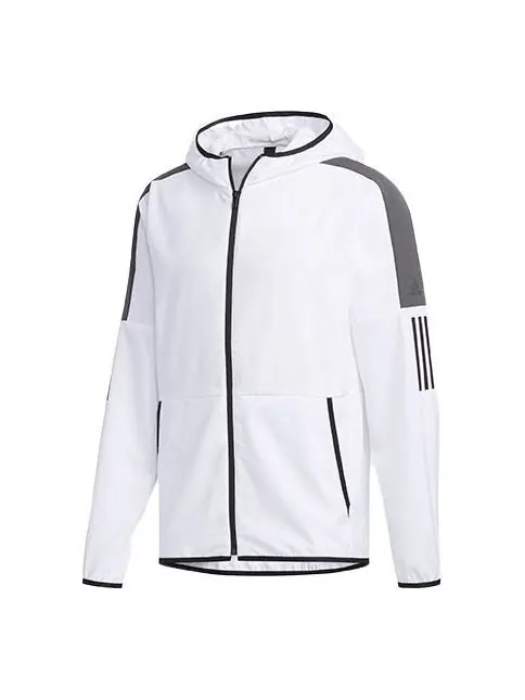 Куртка casual sports contrasting colors hooded woven jacket white Adidas — изображение 1 из 4, белый