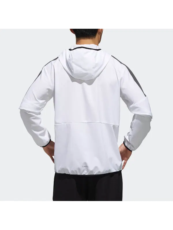 Куртка casual sports contrasting colors hooded woven jacket white Adidas — изображение 4 из 4, белый