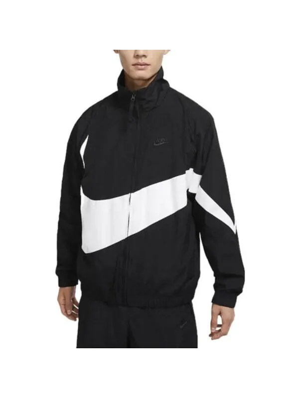 Куртка Men's Nike Large Logo Printing Zipper Casual Long Sleeves Jacket Autumn Black — изображение 3 из 4, мульти