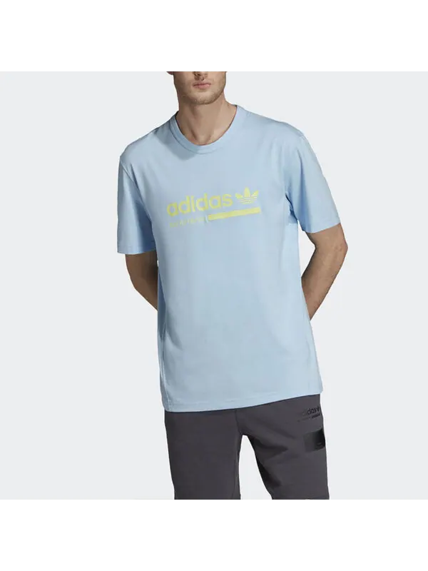 Футболка originals logo sports round neck short sleeve blue Adidas — изображение 3 из 4, синий