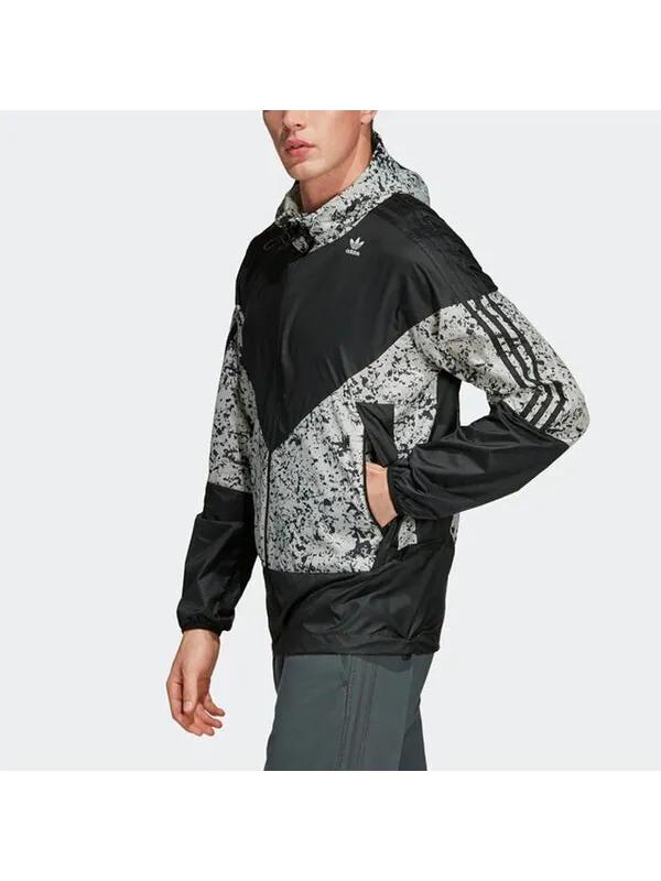 Куртка adidas originals Splicing logo Printing Casual Hooded Jacket Black White Colorblock — изображение 2 из 2, белый